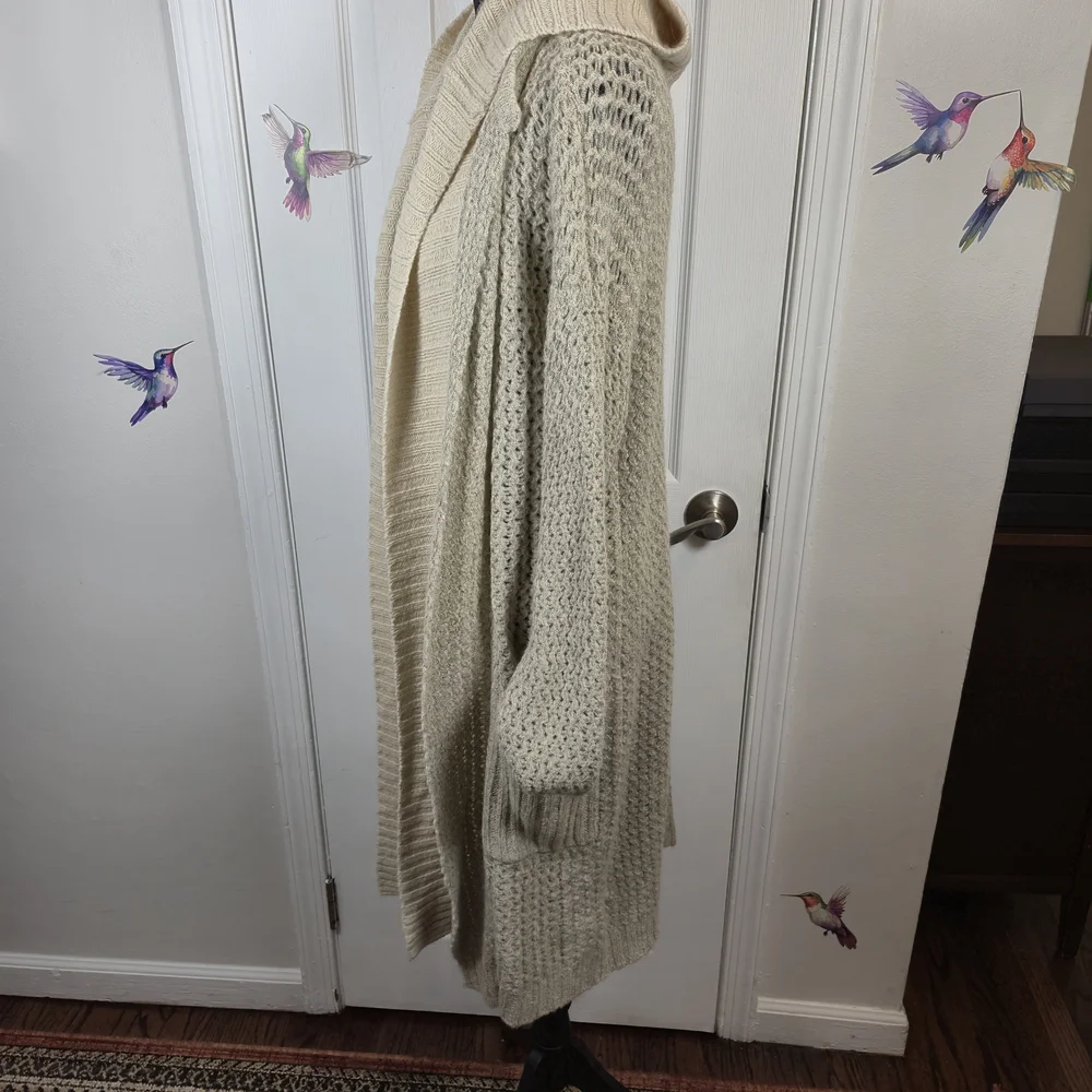 Anthro Sleeping on Snow Hooded Oversized Cardigan S Oatmeal - Picture 4 of 10